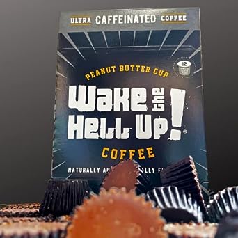 Wake The Hell Up!® Peanut Butter Cup Flavored Single Serve Coffee Pods Of Ultra-Caffeinated Coffee For K-Cup Compatible Brewers | 24 Count, 2.0 Compatible Pods |Balance Of Caffeine & Great Flavor