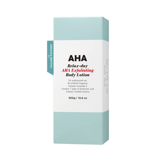 VILLAGE11FACTORY AHA 12% Body Lotion, Exfoliating & Rejuvenating Formula with 12% Glycolic Acid and Hyaluronic Acid. Unscented, Paraben Free. 10.6