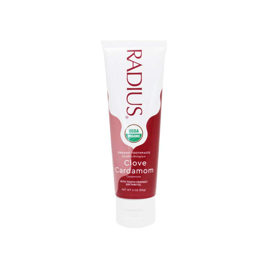 Radius USDA Organic Gel Toothpaste, Non Toxic, Designed to Improve Gum Health and Reduce the Risk Gum Disease, Red, Clove Cardamom, 3
