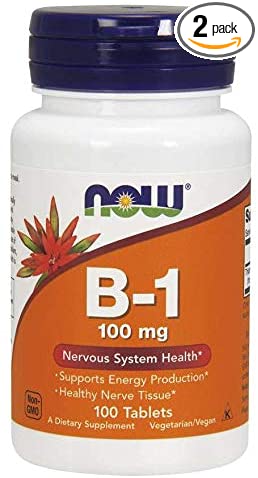 Now Foods Vitamin B-1 (Thiamine) 100Mg, 100 Tablets (Pack Of 2)