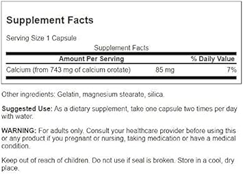 Swanson Calcium Orotate 85 Milligrams 60 Capsules
