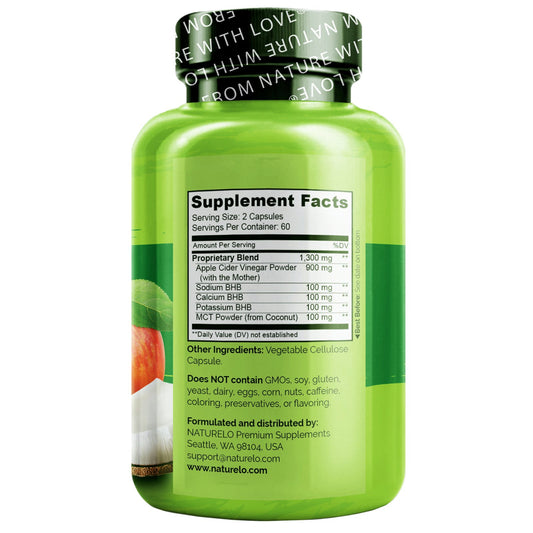 Naturelo, Apple Cider Vinegar With Keto Salts & Mct Oil