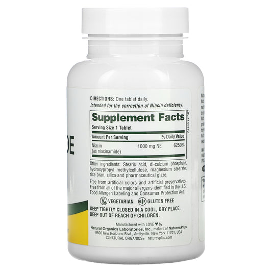 Nature'S Plus, Sustained Release Niacinamide, 1000 Mg, Tablets