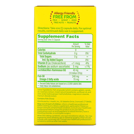 Culturelle, Probiotics, 3-In-1 Complete Probiotic With Omega 3S, 30 Once Daily Capsules