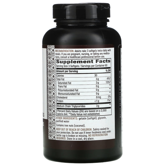 Nature'S Way Mct Oil, Brain And Body Fuel From Coconuts*; Keto And Paleo Friendly, Organic, Gluten Free, 180 Softgels