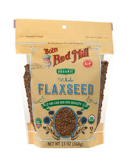 Bobs Red Mill Organic Raw Whole Golden Flaxseeds, 13-Ounce