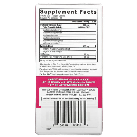 Physician'S Choice, Women'S Probiotic, 50 Billion Cfus Delayed Release Veggie Capsules