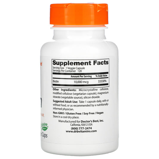 Doctor'S Best, Biotin, 10,000 Mcg,  Veggie Caps