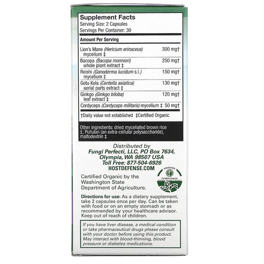 Fungi Perfecti, Mycobotanicals, Brain Vegetarian Capsules