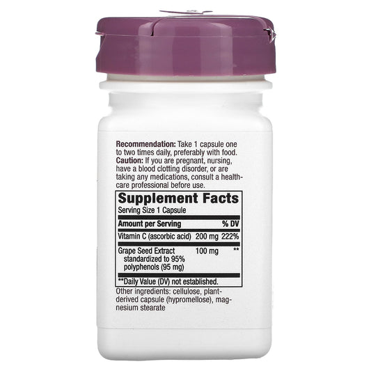 Nature'S Way, Premium Blend, Grape Seed With Vitamin C, 100 Mg Vegan Capsules
