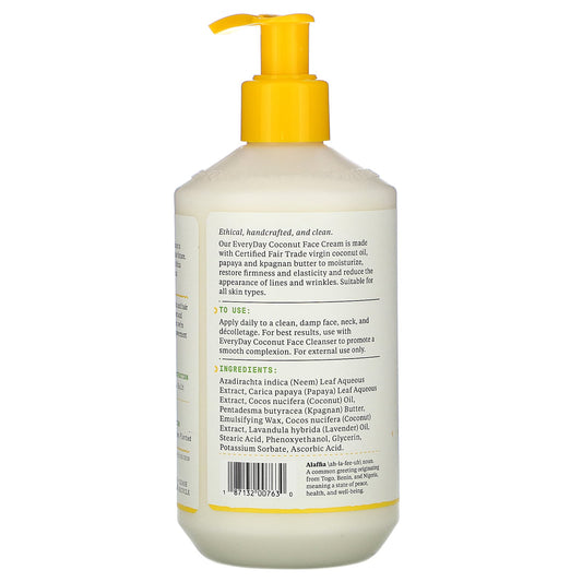 Alaffia, Everyday Coconut, Face Cream, Purely Coconut (354 ml)