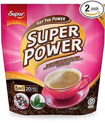 2-Pack / Malaysia Brand/Super Power 5 In 1 Premium Instant Coffee/With Herbal Extract Of Kacip Fatimah & Collagen/Delicious Health Boost For Ladies/A Shot Of Collagen In Your Morning Coffee