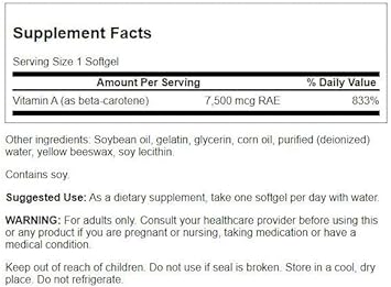 Swanson Beta-Carotene Vitamin A 25000 Iu Skin Eye Immune System Health