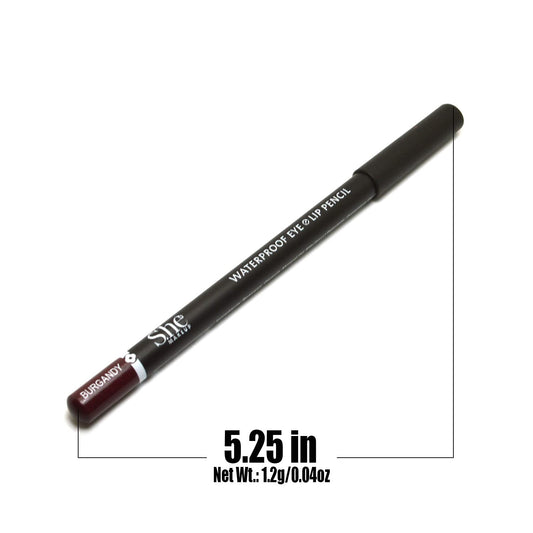 1 She Makeup WP27 BURGUNDY WaterProof Eye & Lip Liner Pencil Eyeliner Lipliner 0.04  1.2g + Zipper Bag, Full Size