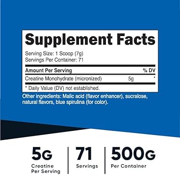 Nutricost Creatine Monohydrate Nutritional Supplement Powder (Blue Raspberry), 17.
