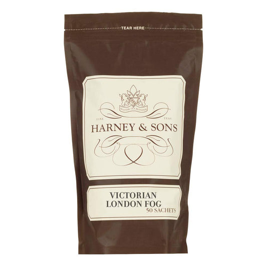 Harney & Son Victorian London Fog, Bag Of 50 Sachets, Black Tea W/Bergamot Oil And Vanilla