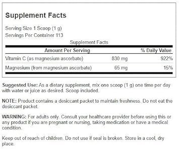 Swanson Buffered Magnesium Ascorbate Vitamin C Powder 4 Ounce (113 g)