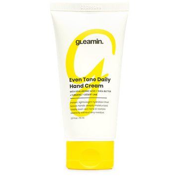 Gleamin Even Tone Daily Dry Hand Cream for Women - Hand Lotion for Dry Hands, Hand Cream for Dry Cracked Hands, Daily Brightening Cream with Hyaluronic Acid, Shea Butter, Turmeric, and Lime 2.5