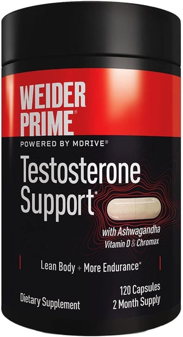 Weider Prime Testosterone Supplement For Men, Healthy , Support To Help Boost Strength And Build Lean Muscle, 120 Capsul
