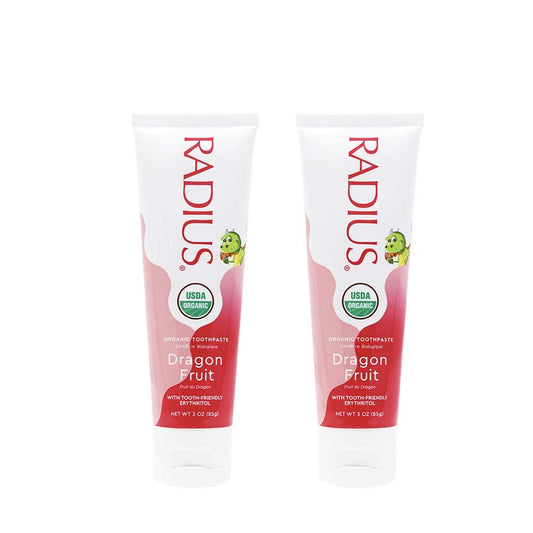 RADIUS USDA Organic Kids Toothpaste 3 Non Toxic Chemical-Free Gluten-Free Designed to Improve Gum Health for Children's 6 Months and Up - Dragon Fruit - Pack of 2