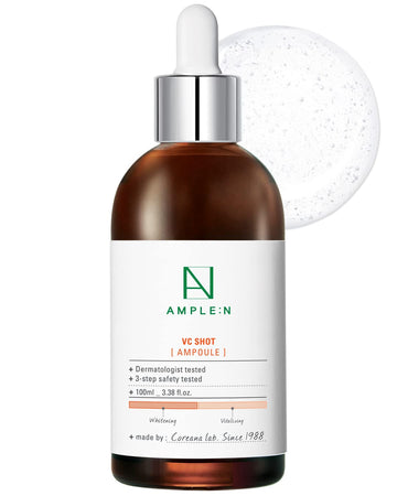 Ample:N Vc Shot Ampoule - Anti-Aging Face Serum With Vitamin C โ Evens Pigmentation And Aging Spots - Vitamin C Serum To Clear Skin Of Sun Damage And Reduce Wrinkles, 3.38 .
