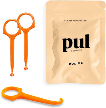 Clear Aligner Removal PUL Tool for Invisalign Removable Braces & Trays | Compatible with Removable Braces, Aligners, Retainers, & Dentures | Hygienic, Durable, Compact | by The Pultool (3, Orange)