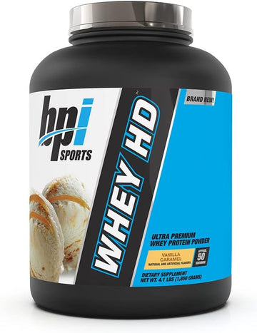 Bpi Sports Whey Hd Ultra Premium Protein Powder, Vanilla Caramel, 4.1