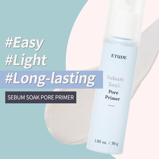 Etude House Sebum Soak Pore Primer (30) | Long-Lasting Makeup Base With Sebum Control Effect And Matte Finish | Great Pore Coverage | Kbeauty