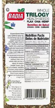 2 Pack Trilogy Seeds Whole Flax, Chia & Hemp Health Seed/Linaza, Cañamo