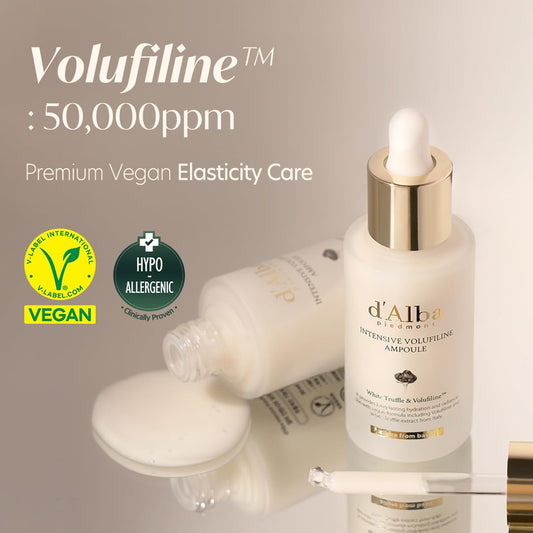 D'Alba White Trufe Intensive Volufiline Ampoule 30, Elasticity Care Vegan Treatment, 50,000Ppm Volufiline Ampoule, Moisturizing Anti-Aging Ampoule