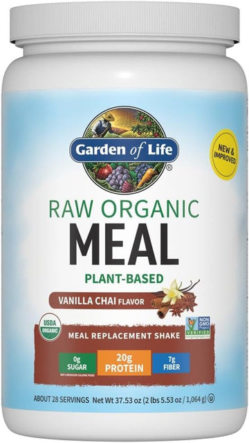 Garden Of Life Vegan Protein Powder - Raw Organic Meal Replacement Shakes - Vanilla Chai - Pea Protein, Greens And Probi