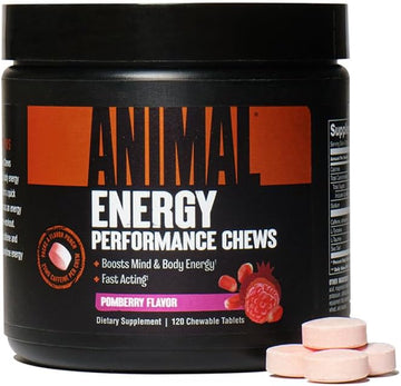 Animal Energy Chews, Fast Acting Energy With Caffeine, Nootropics And Sea Salt For Focus And Pre Workout - Convenient And Delicious Chews Format - Pom-Berry