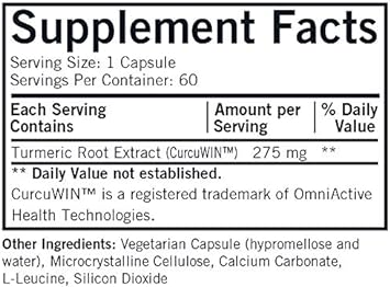 Kirkman Curcuwin Turmeric Root Extract 275 Mg || 60 Vegetarian Capsule