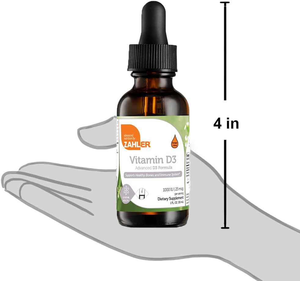 Zahler Liquid Vitamin D, Vitamin D3 Liquid 1000IU, Vitamin D Drops, Ko