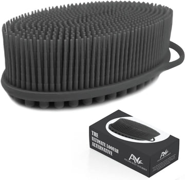 Avilana Exfoliating Silicone Body Scrubber Easy to Clean, Lathers Well, Long Lasting, and More Hygienic Than Traditional Loofah (Style 1, Dark Gray)