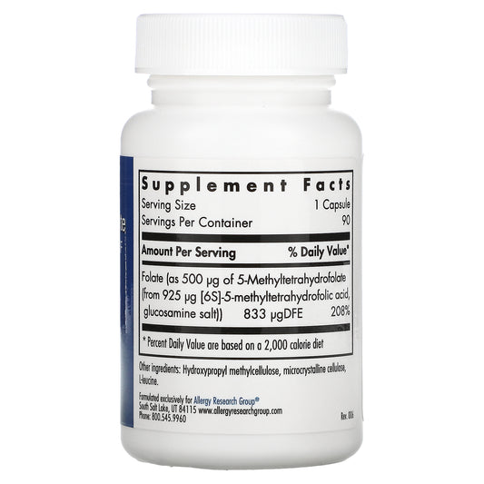 Allergy Research Group, Quatreactiv Folate, 4Th Generation 5-Mthf Vegetarian Capsules