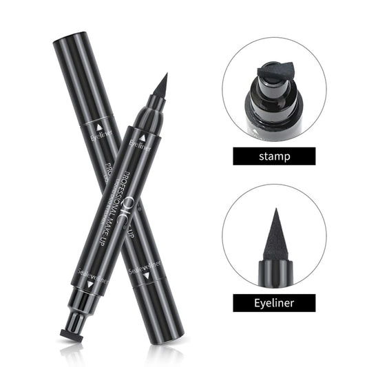 Winged Black Liquid Eyeliner Set - 4 PCs Dual Ended Matte Eye Liner Pen & Wing Stamp, Long Lasting and Smudge Proof Eye Makeup for Women