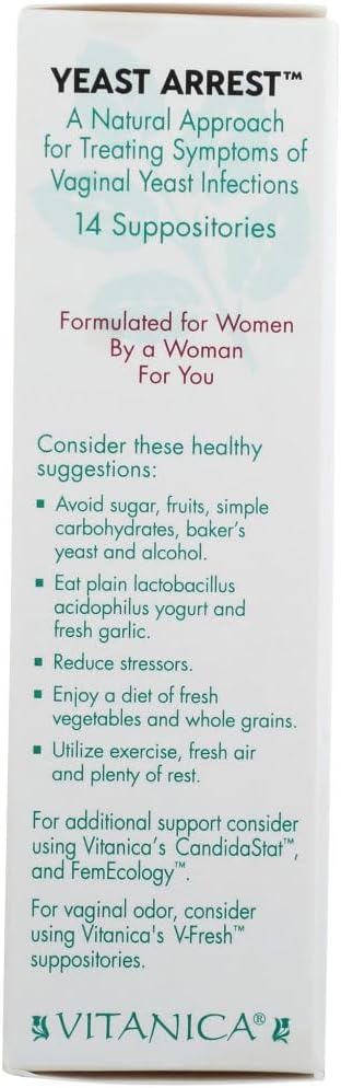 Vitanica Yeast Arrest, Homeopathic Vaginal Suppositories, for Yeast In