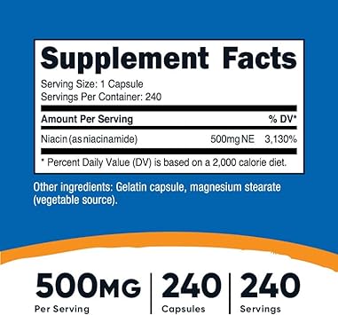 Nutricost Niacinamide (Vitamin B3) 500Mg, 240 Capsules - Non-Gmo, Glut
