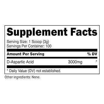 Xpi D-Aspartic Acid Powder 300 Grams, 100 Servings - Pure Daa Powder