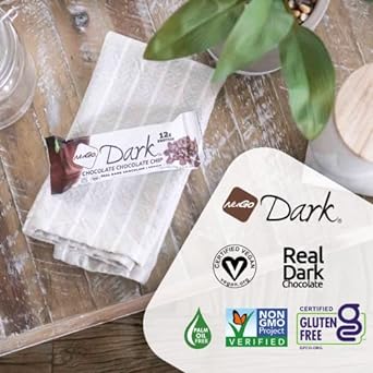 Nugo Dark Chocolate Chocolate Chip, 12G Vegan Protein, 200 Calorie, Gluten Free, 24 Count