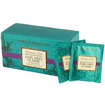 Fortnum & Mason British Tea, Earl Grey Classic Decaffeinated, 25 Count Teabags (1 Pack)