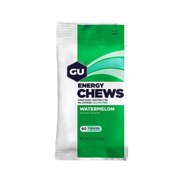 Gu Energy Chews, Watermelon Energy Gummies With Electrolytes, 12 Bags 1.59 Pounds