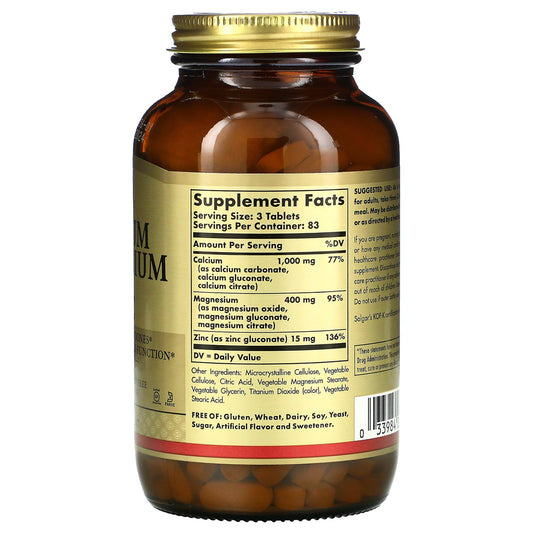 Solgar, Calcium Magnesium Plus Zinc