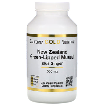 California Gold Nutrition, New Zealand, Green-Lipped Mussel Plus Ginger, Joint Health Formula, 500 Mg,Veggie Caps