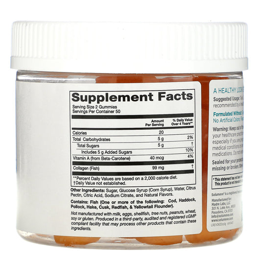 Solumeve, Collagen Gummies, Gelatin Free, Tropical Fruit Flavor Gummies