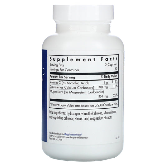 Allergy Research Group, Buffered Vitamin C With Calcium And Magnesium Vegetarian Capsules