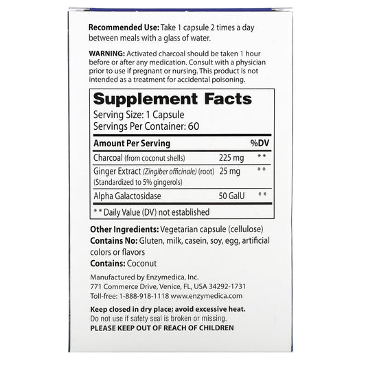 Enzymedica, Purify, Activated Charcoal Plus Capsules