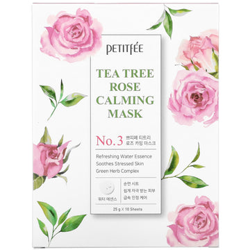 Petitfee, Tea Tree Rose Calming Beauty Mask, No. 3, 25 G Each