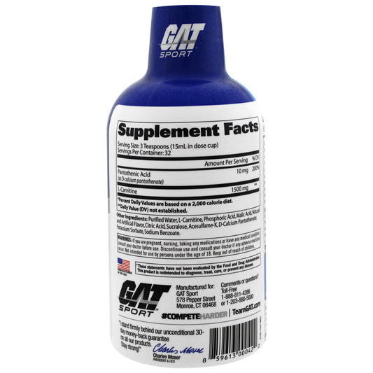 Gat, L-Carnitine, Amino Acid, Free Form, Blue Raspberry